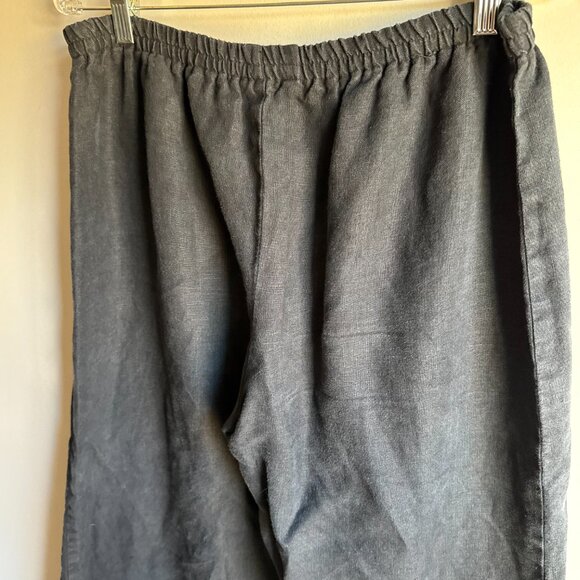 LAST CHANCE Black Linen Button Accent Wide Leg Pants Size L/XL - Picture 5 of 6